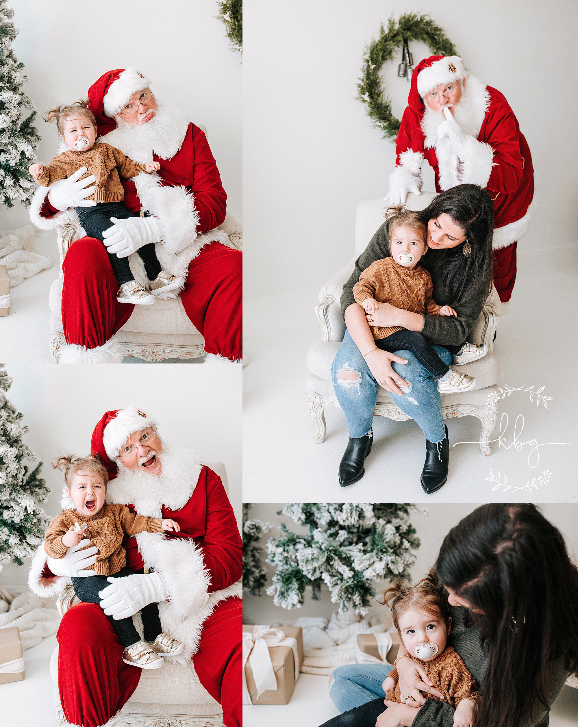 crying toddler with santa - marietta family photographer - santa sessions