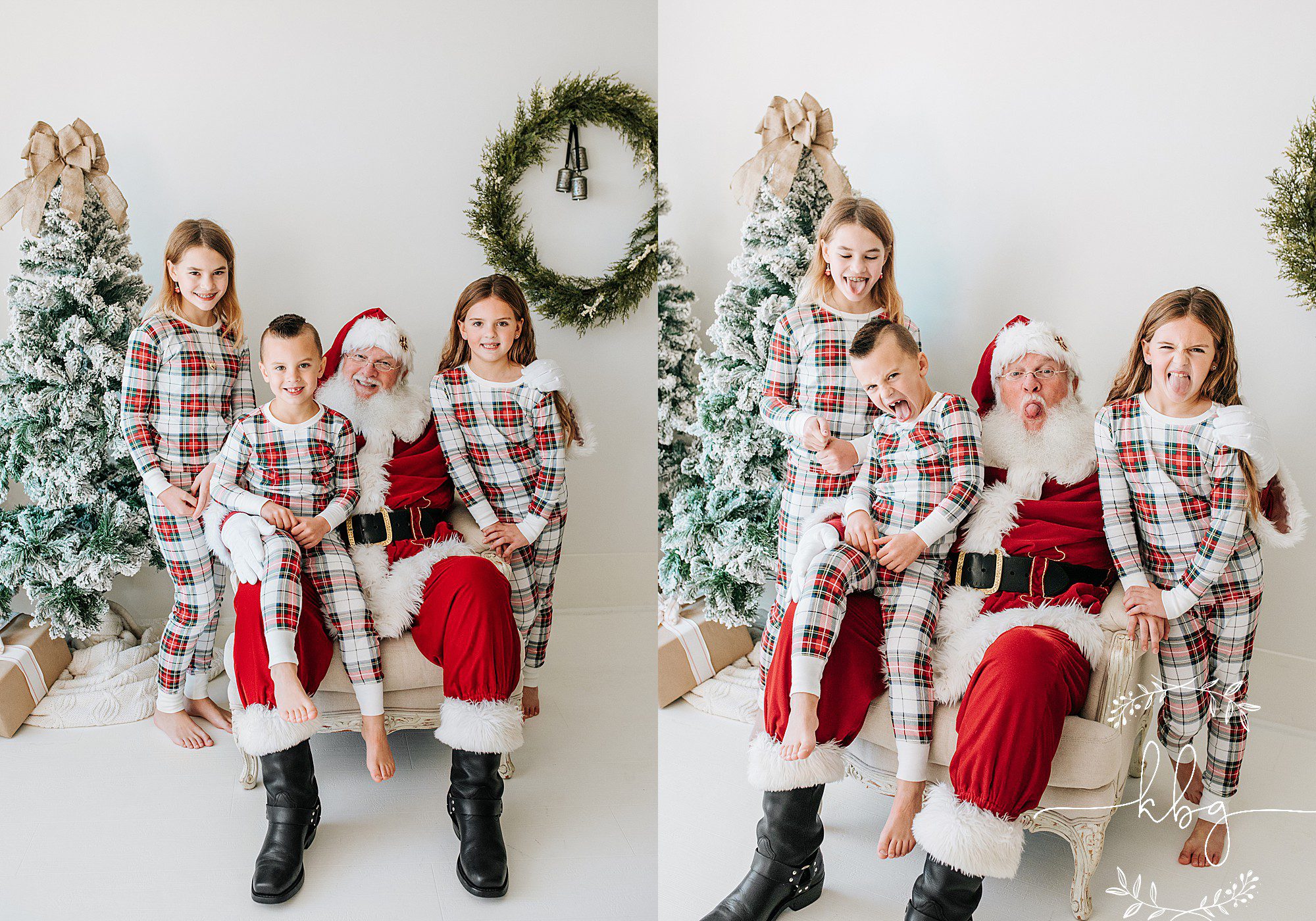 three silly siblings with santa - marietta santa sessions
