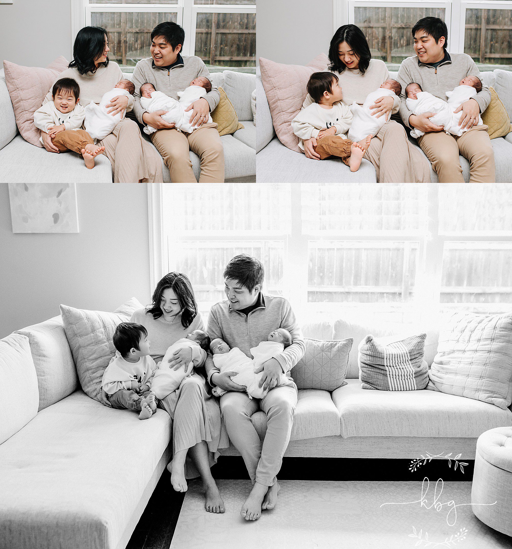 smyrna family photographer - family of six cuddling on the couch 
