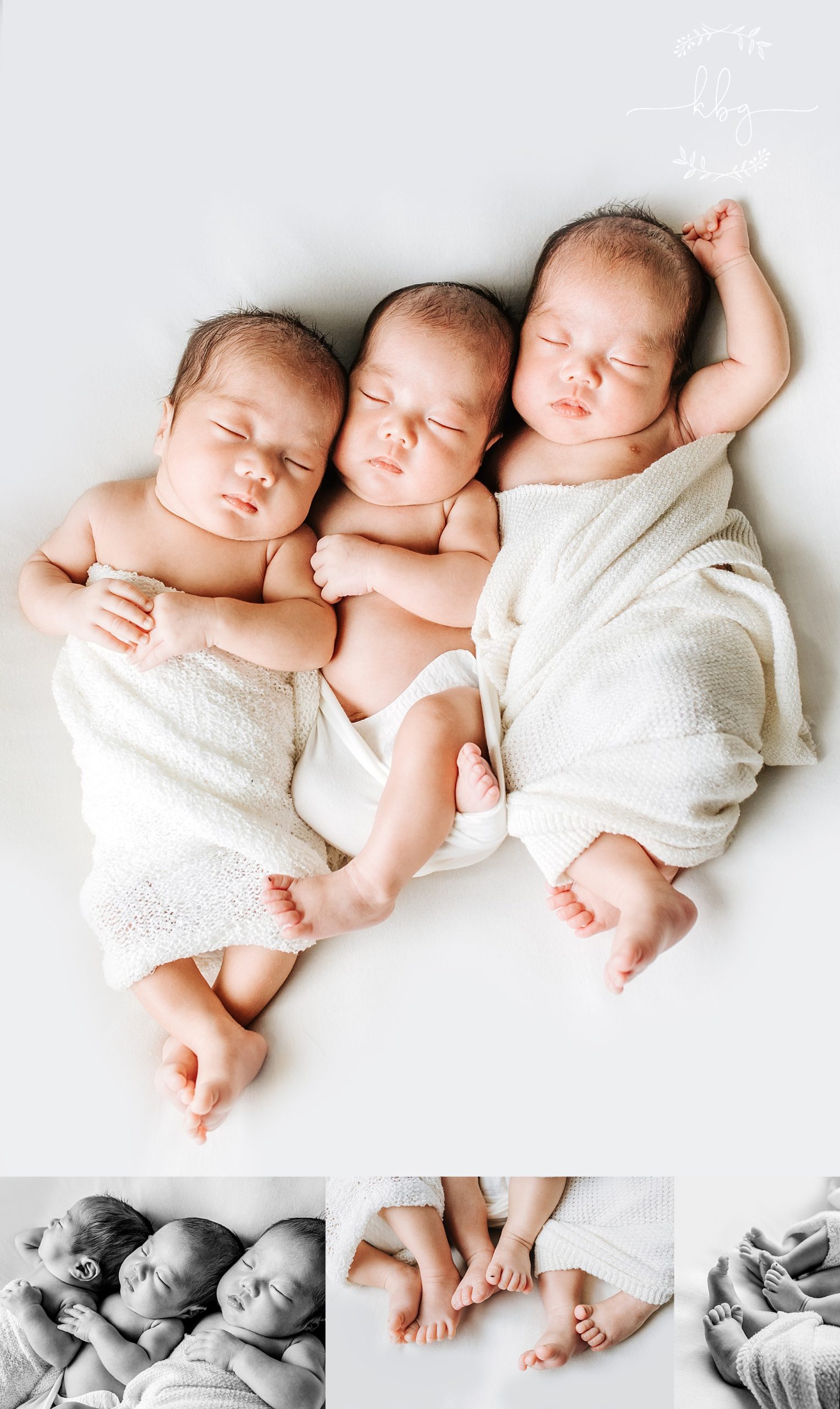 atlanta newborn photographer- newborn boys posing together on beanbag