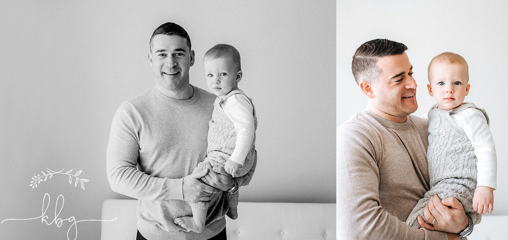 dad posing with one year old boy - marietta family photographer