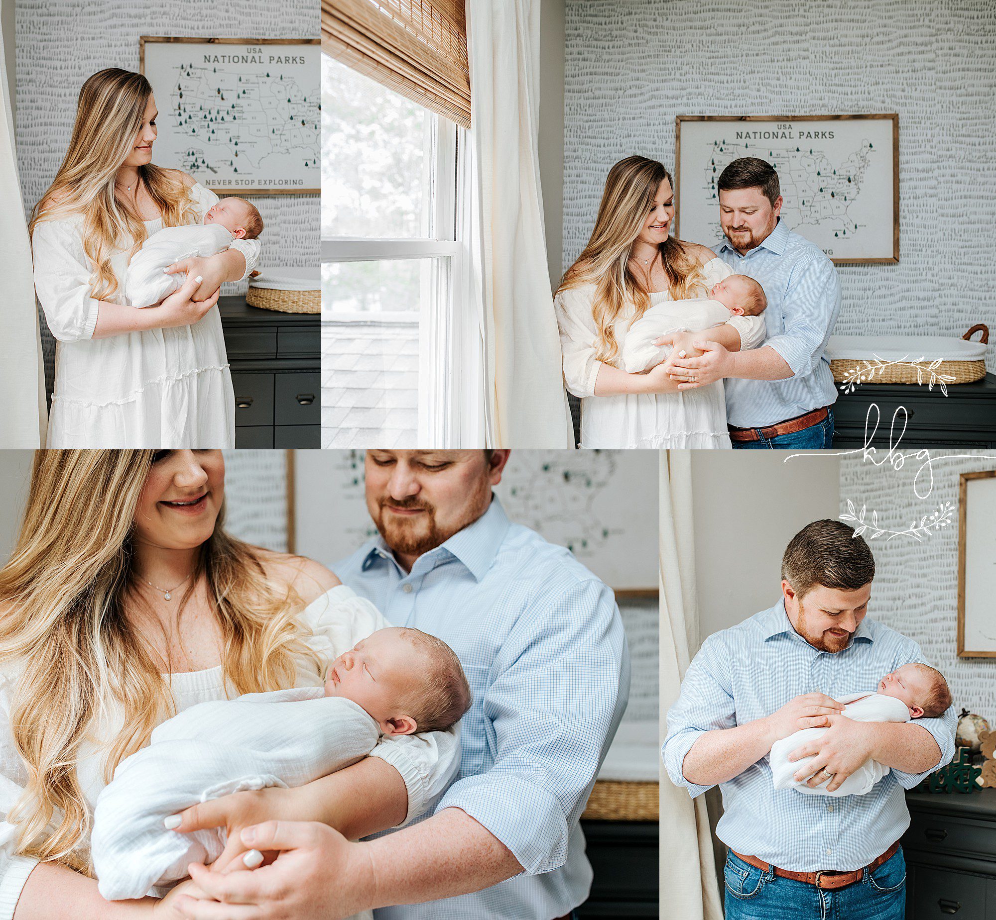 mom and dad holding baby boy in nursery - east cobb newborn photographer