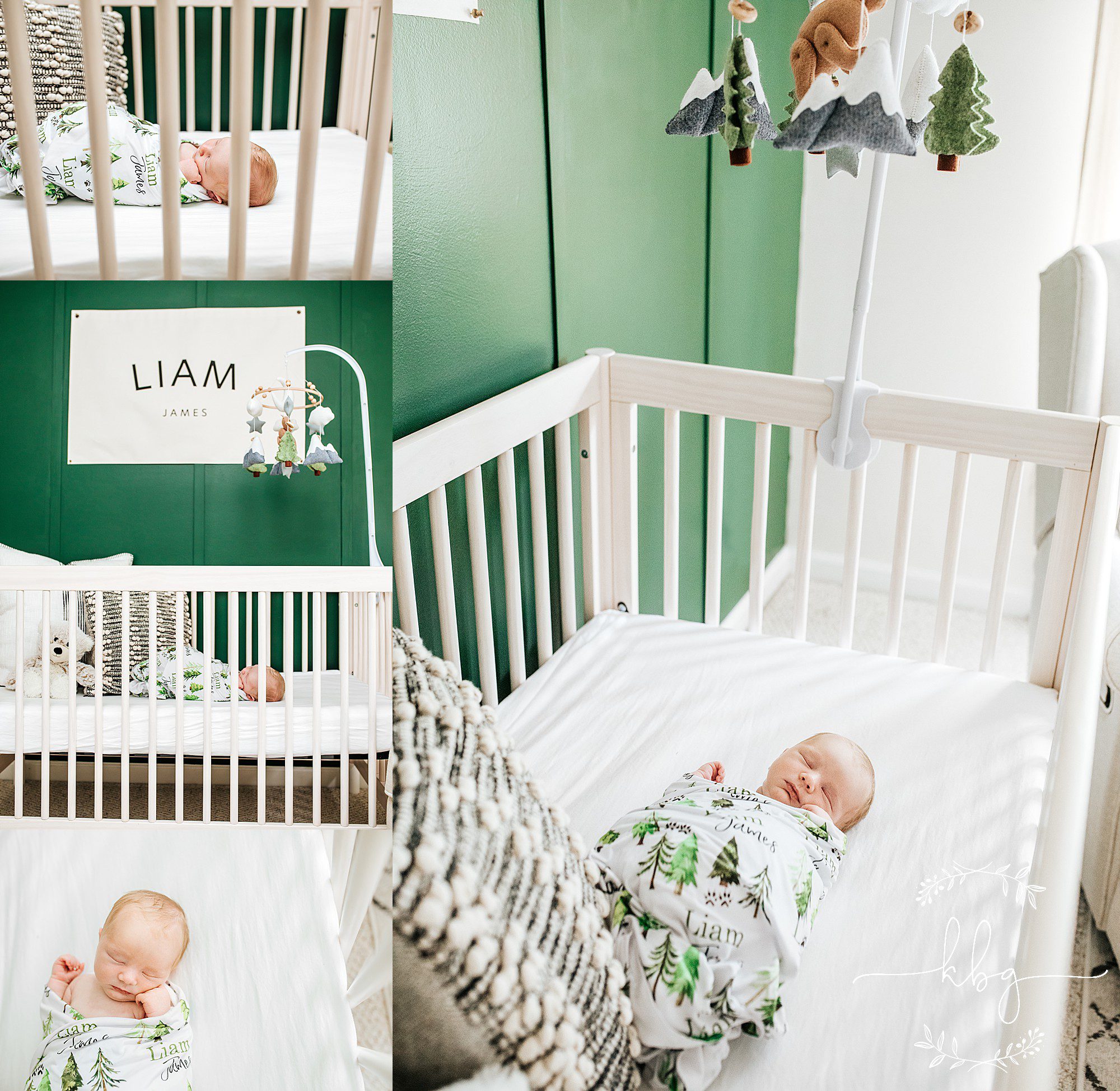 baby boy laying in nursery crib - east cobb newborn photographer