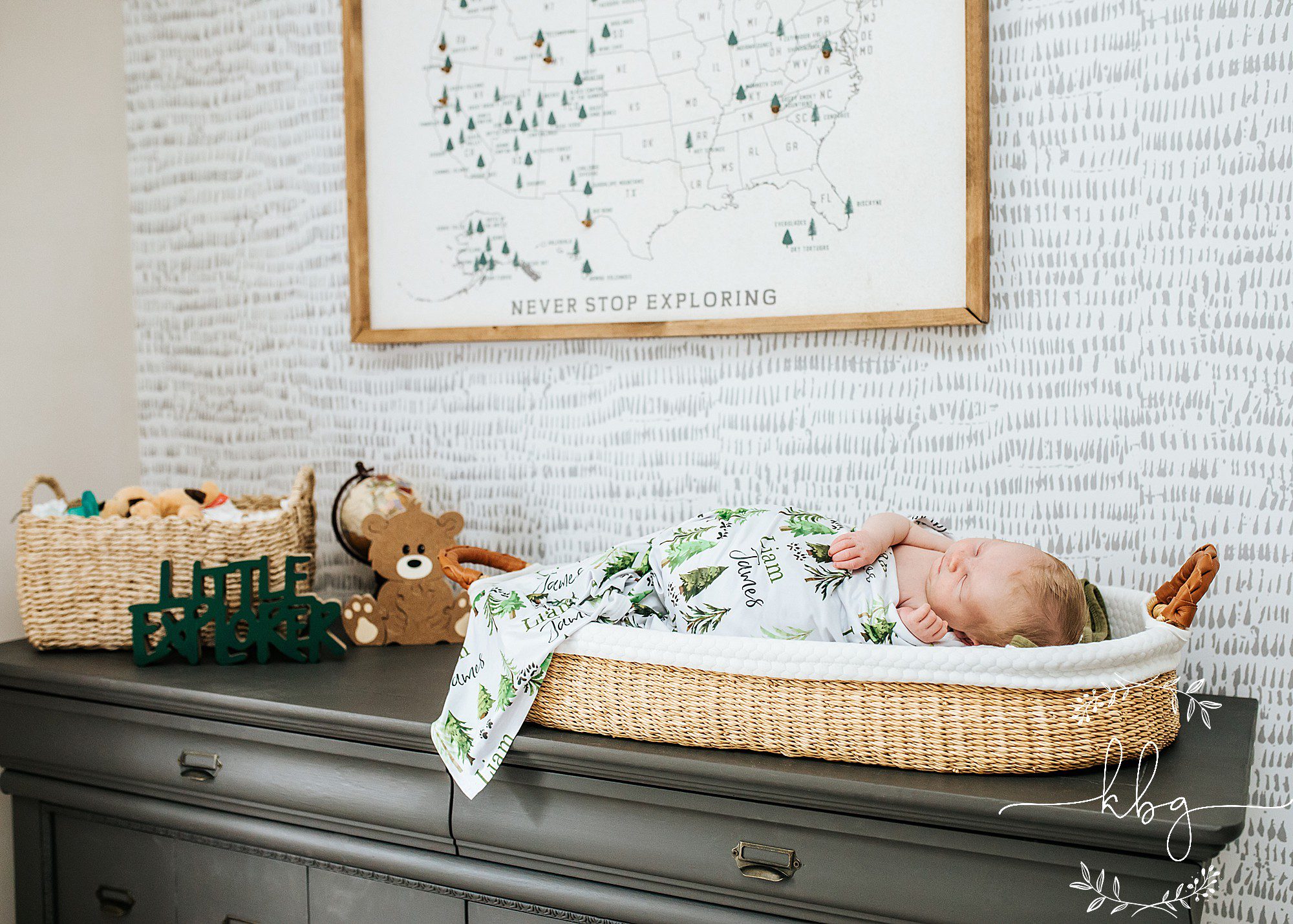 baby on changing table - marietta newborn session