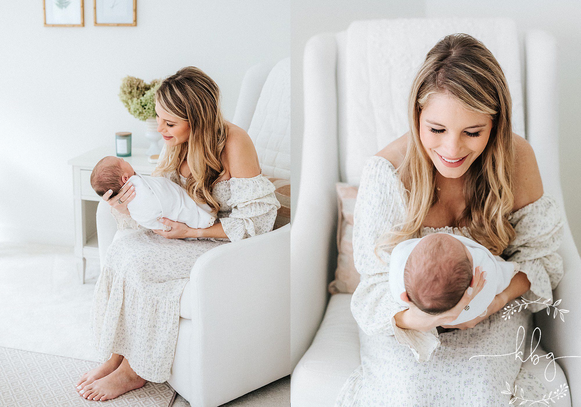 mom holding baby girl in nursery - atlanta in home newborn session