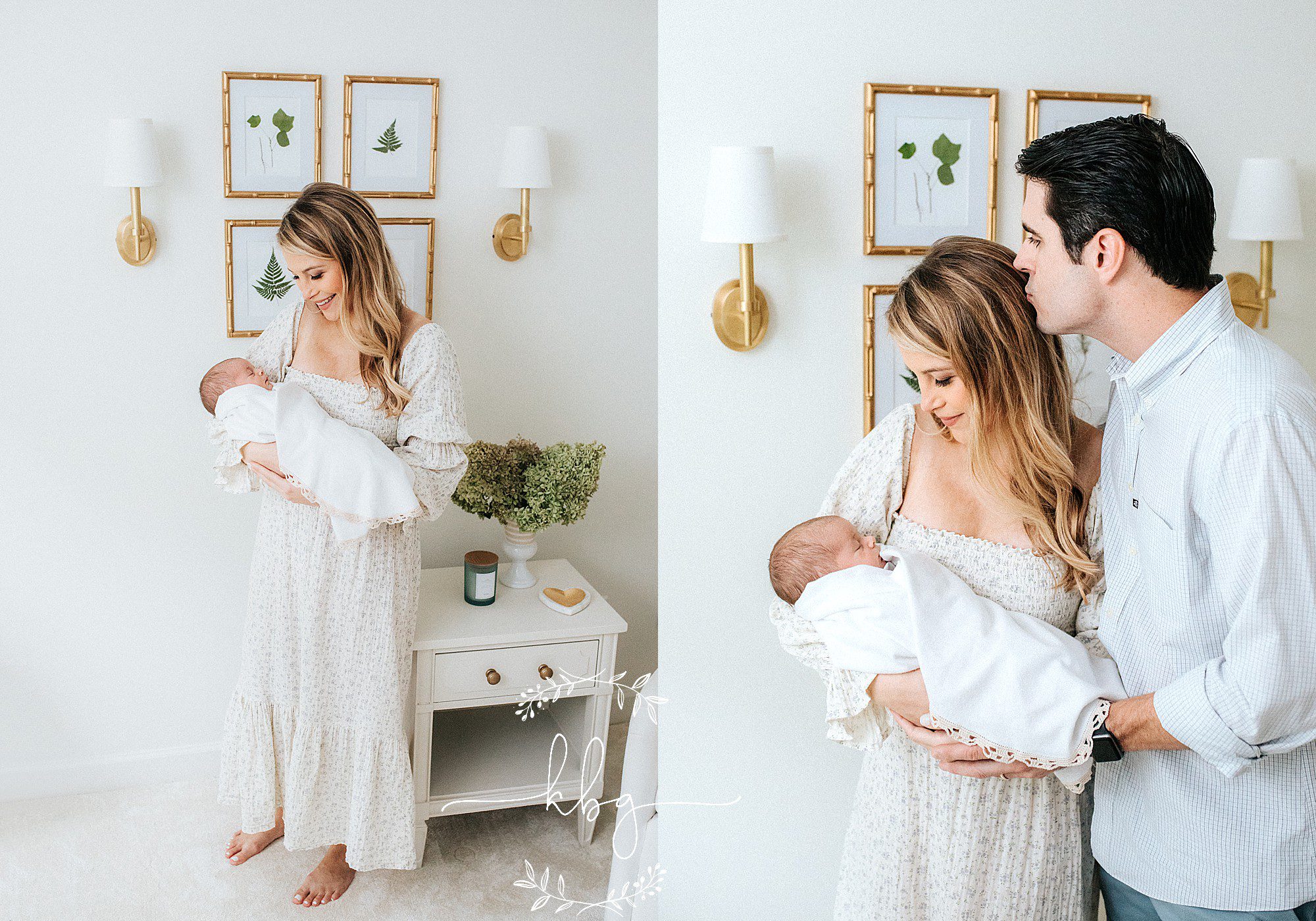 mom and dad with new baby in nursery - marietta newborn photographer