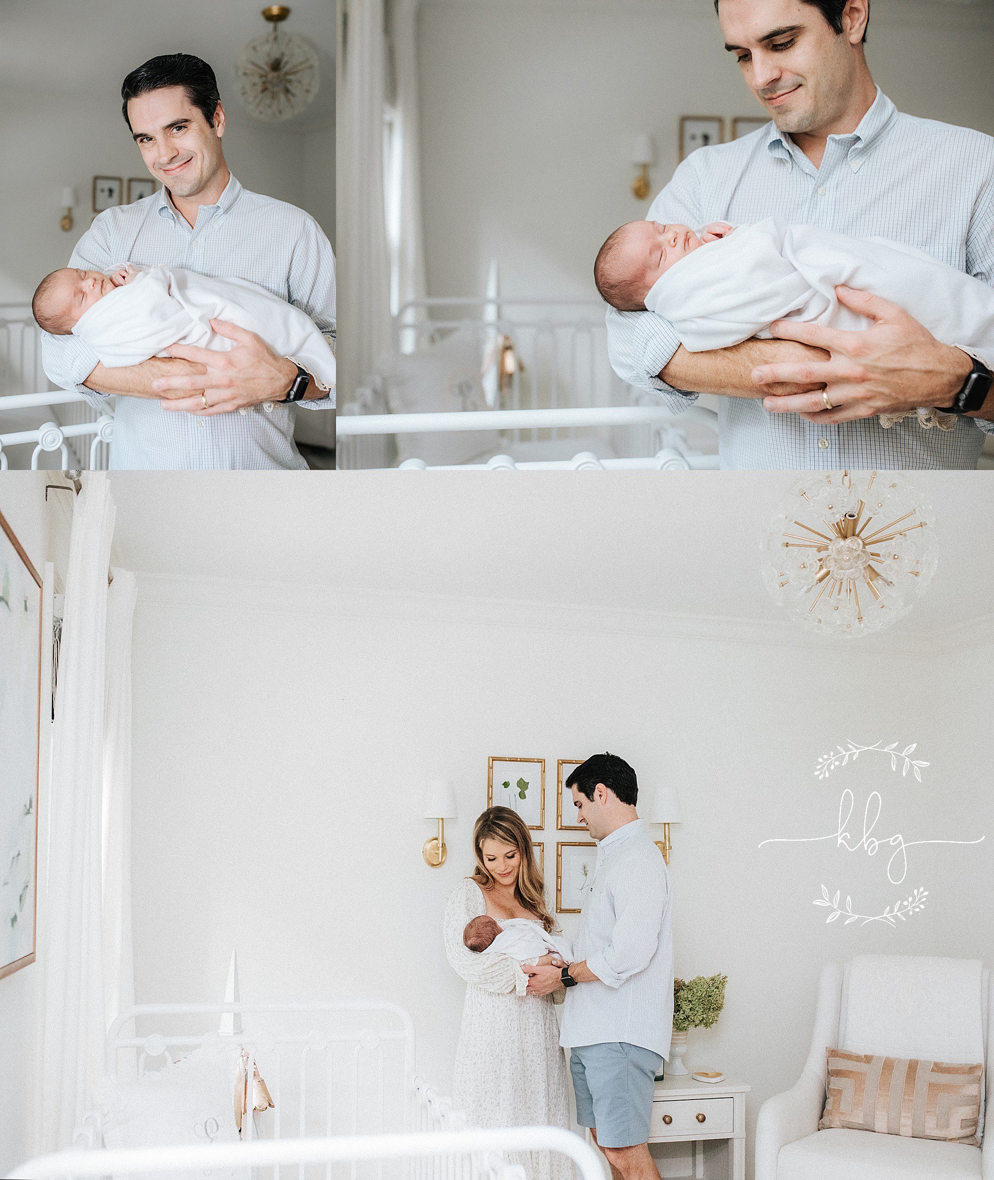 dad holding baby girl in nursery - east cobb newborn session