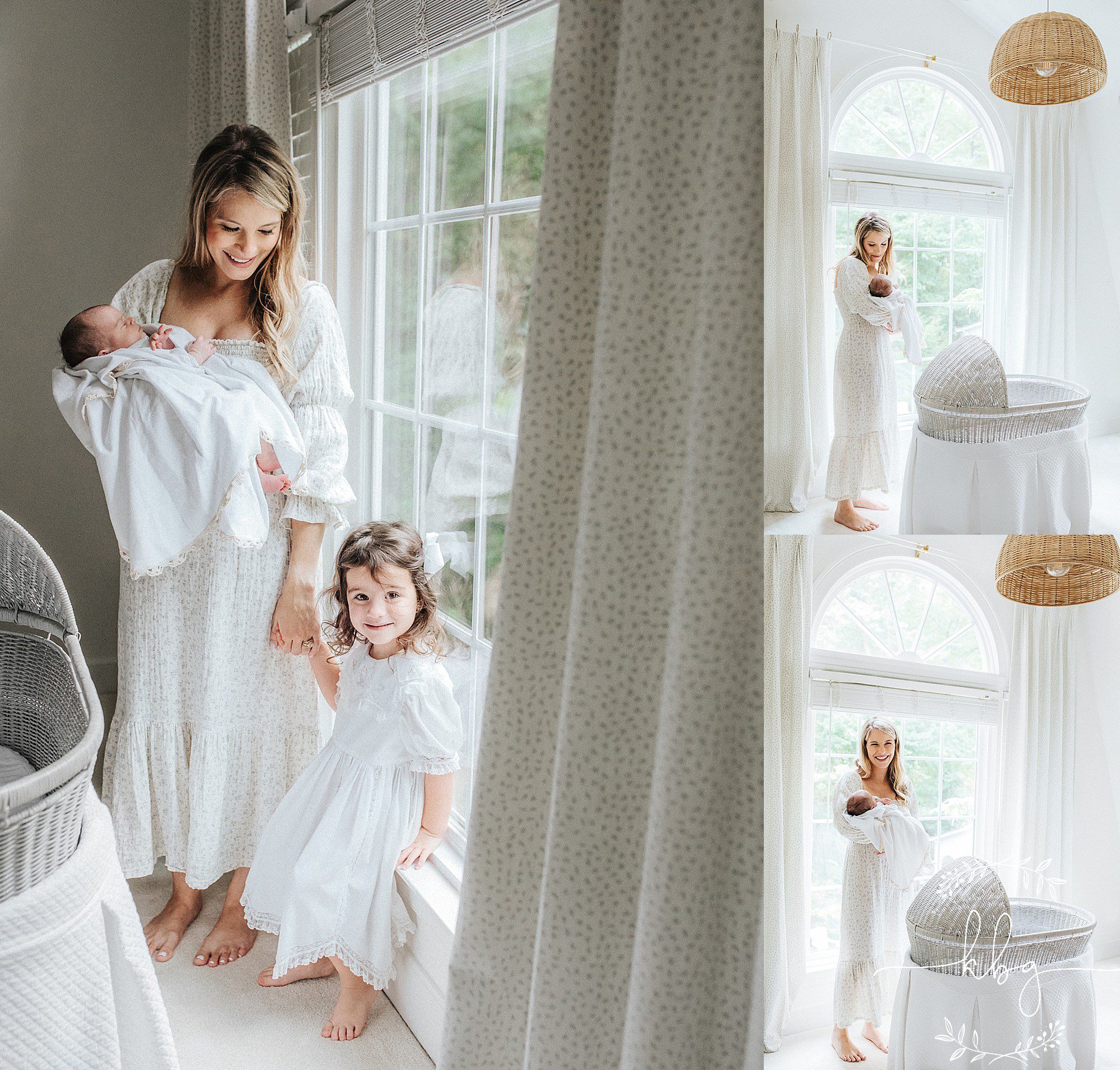 mom with new baby in their bedroom - marietta family photographer